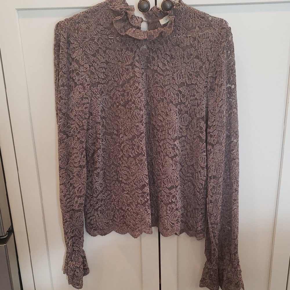 Anthropologie Eri +Ali  Brown Lace Blouse